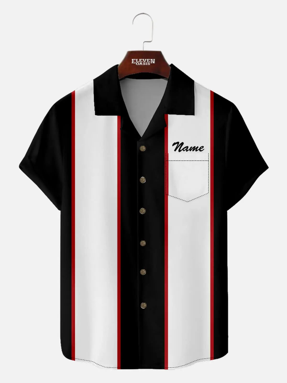 Men's Customizable Striped Short Sleeve Shirt Eleven Oasis