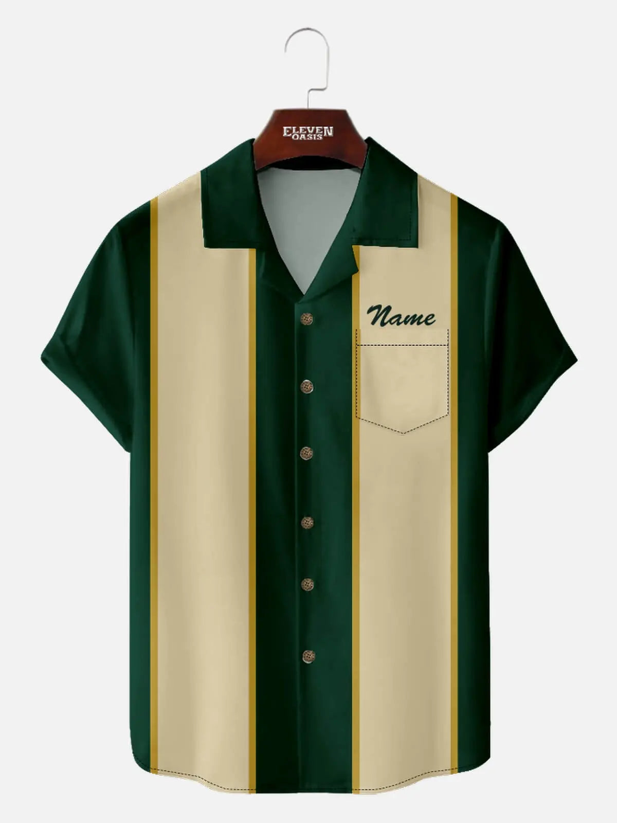 Men's Customizable Striped Short Sleeve Shirt Eleven Oasis