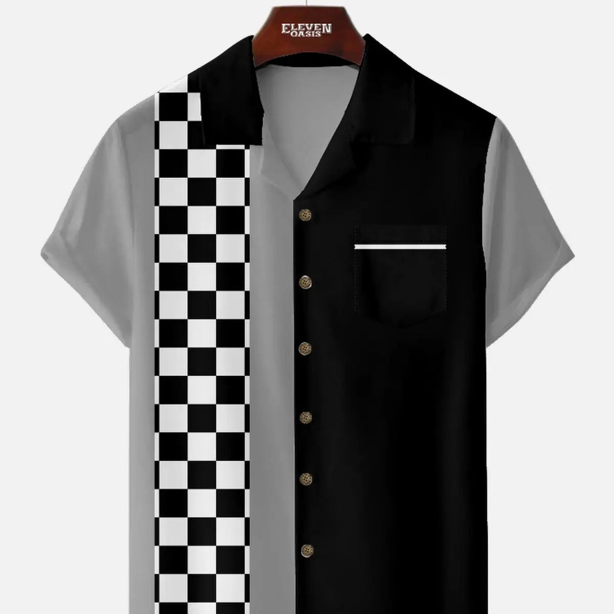 Men's Custom Racing Checkered Short Sleeve Shirt ElevenOasis