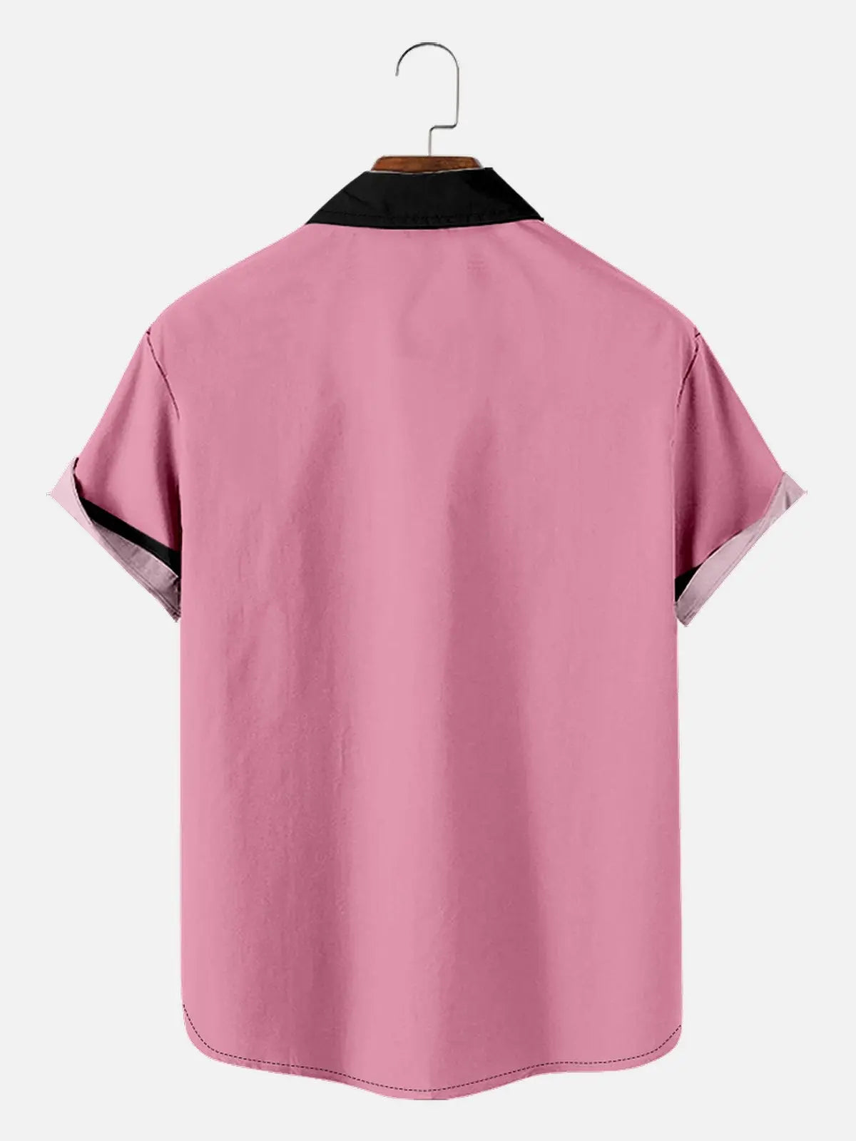 Men's Classic Customizable Bowling Style Spread Collar Short Sleeve Shirt ElevenOasis