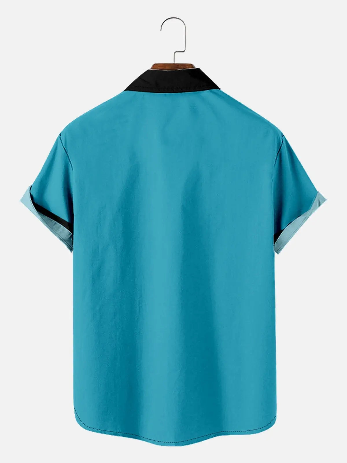 Men's Classic Customizable Bowling Style Spread Collar Short Sleeve Shirt ElevenOasis