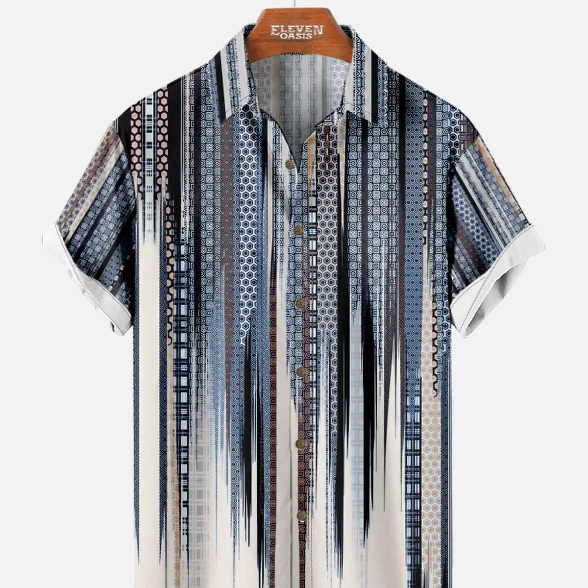 Men's Abstract Geometric Fade Short Sleeve Shirt ElevenOasis