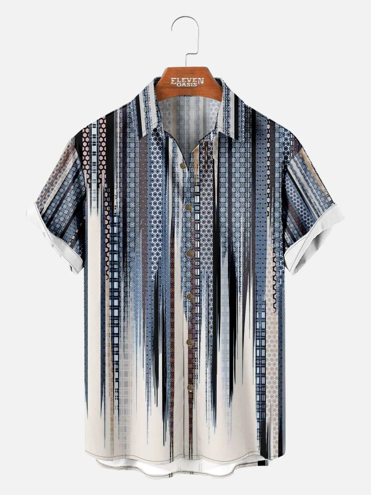 Men's Abstract Geometric Fade Short Sleeve Shirt ElevenOasis