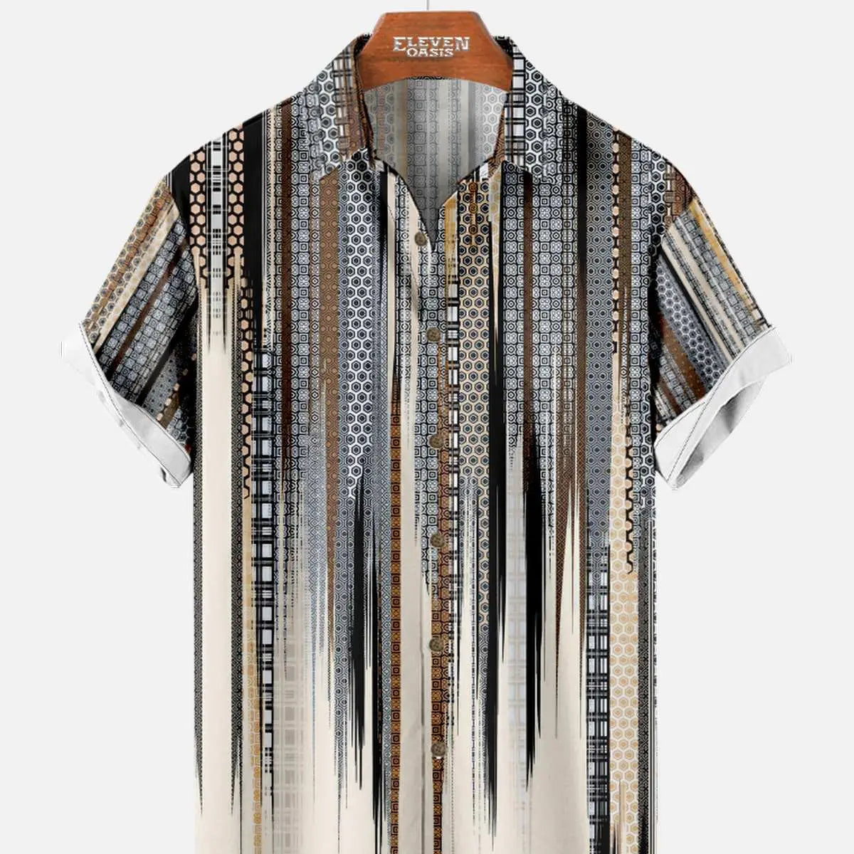 Men's Abstract Geometric Fade Short Sleeve Shirt ElevenOasis