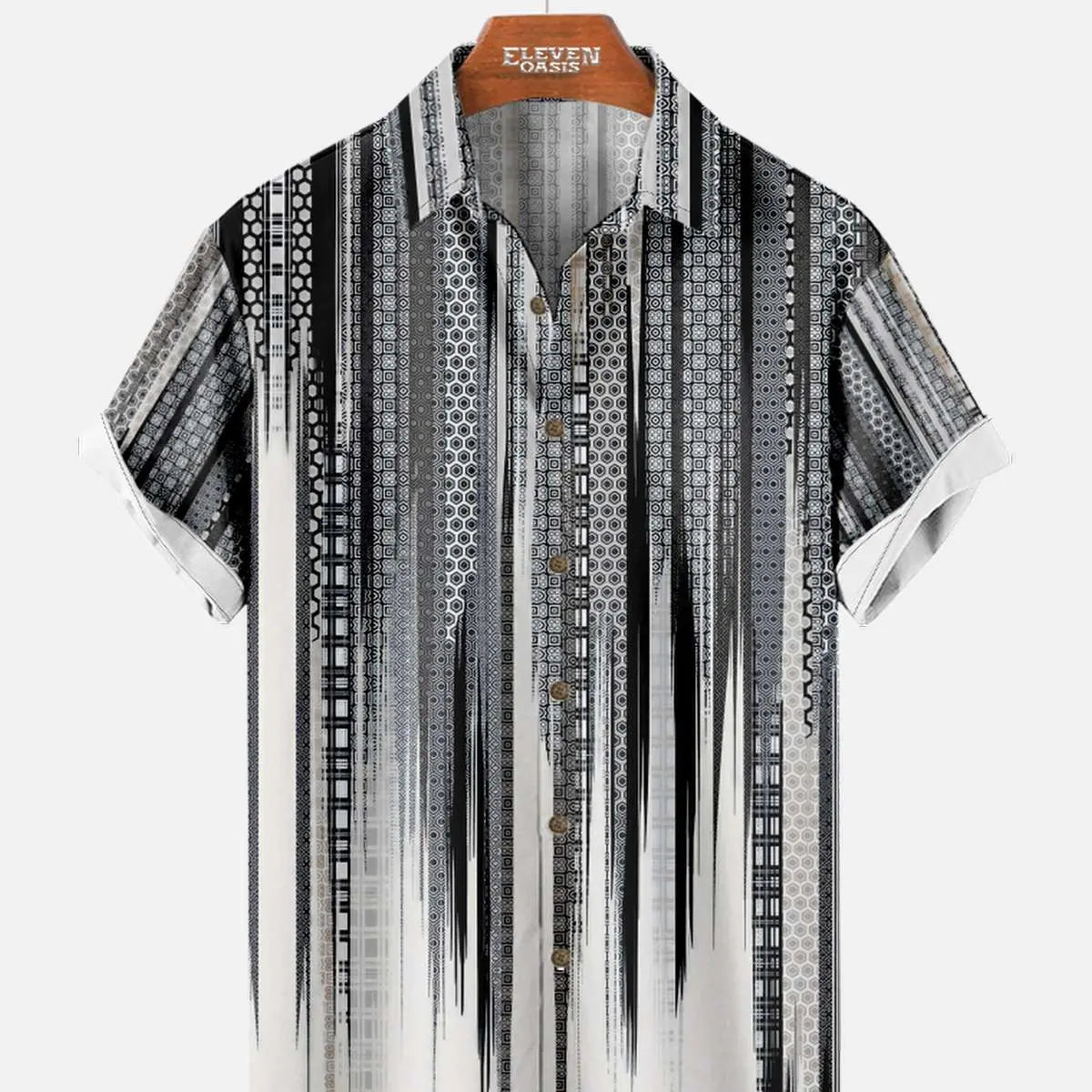 Men's Abstract Geometric Fade Short Sleeve Shirt ElevenOasis