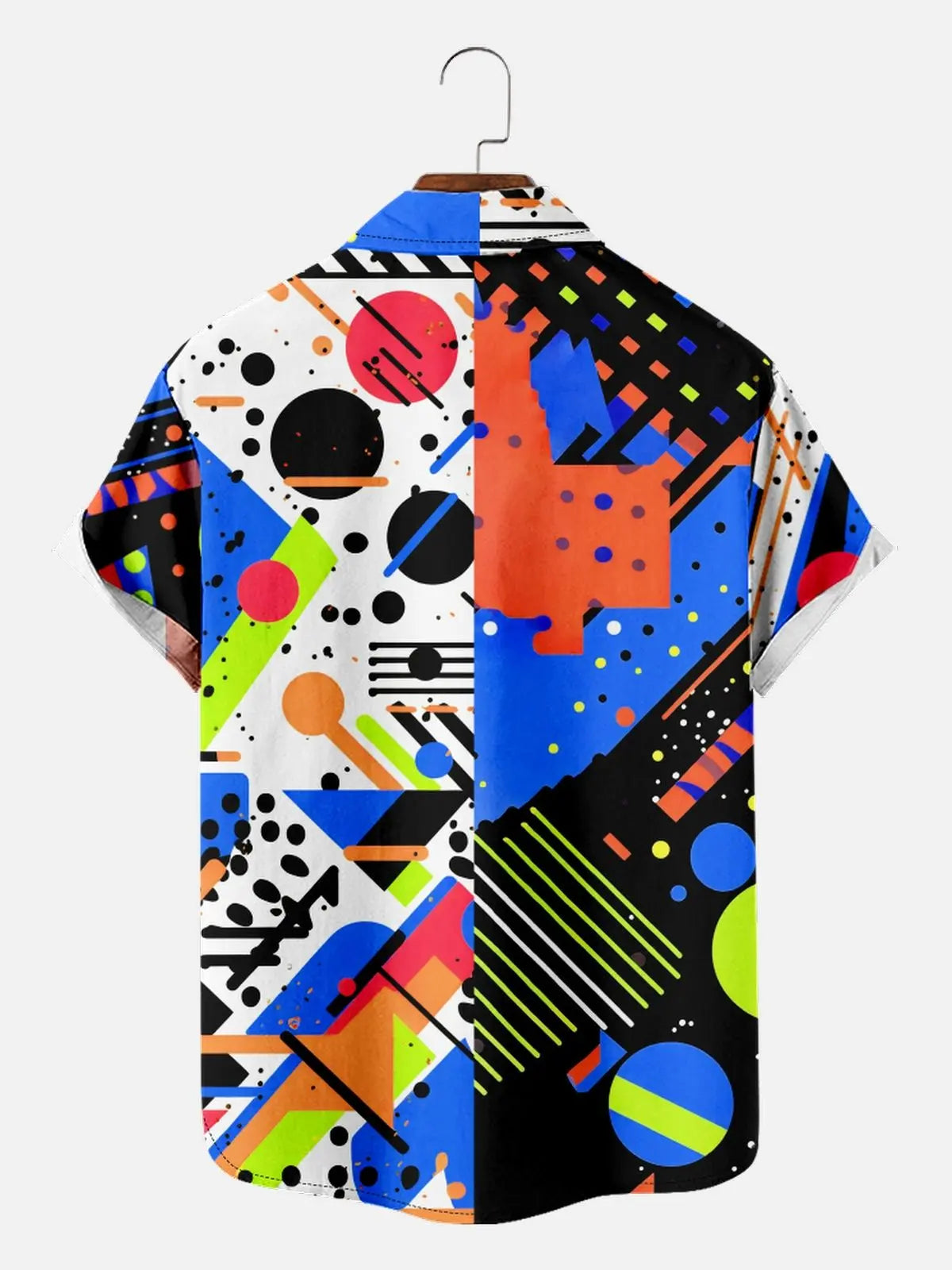 Men's Trapper Keeper Inspired Colorful Geometric Shapes Short Sleeve Shirt ElevenOasis