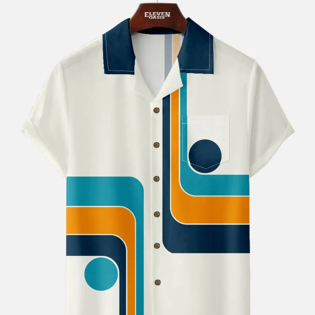 Men's Groovy Geometric Short Sleeve Shirt?