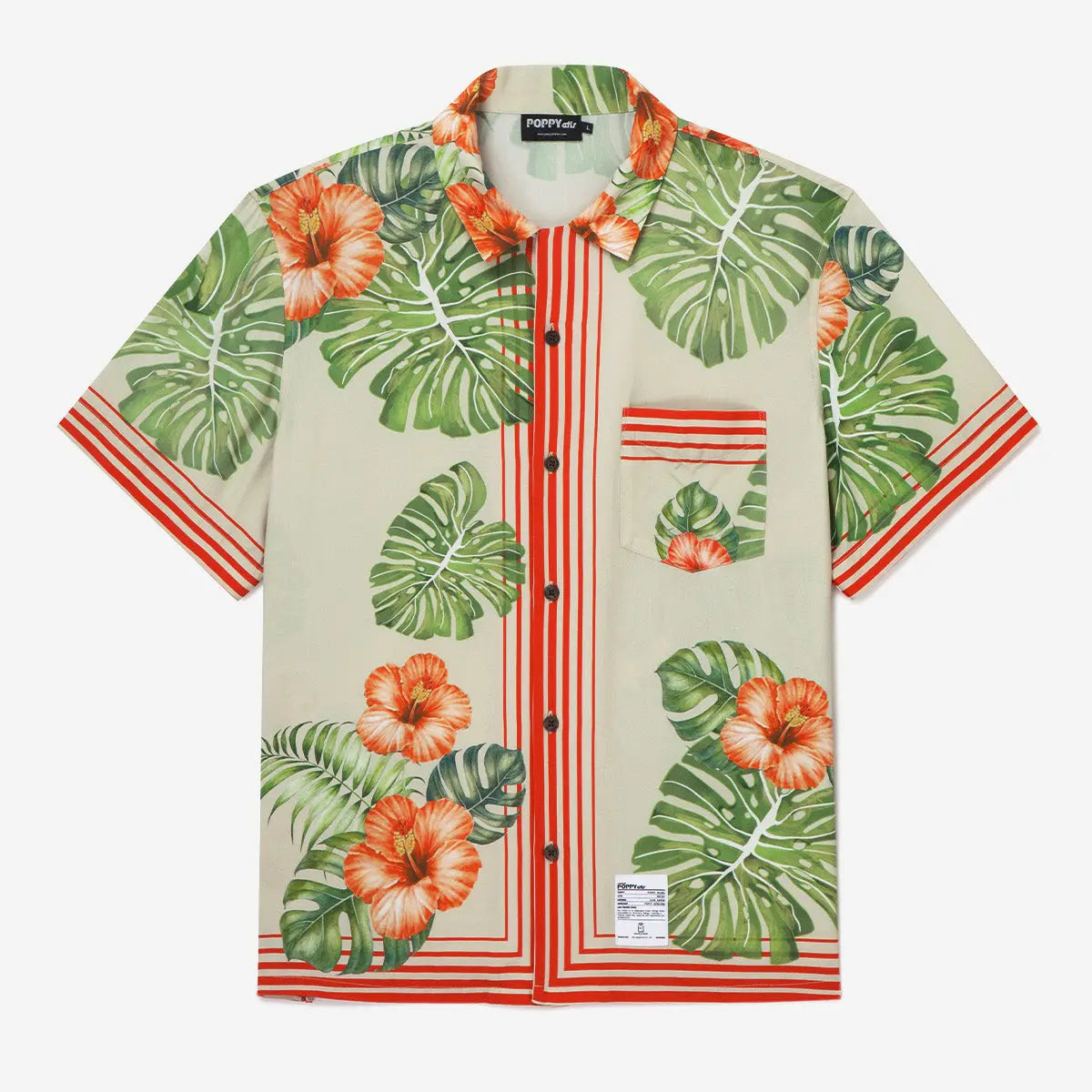 POPPY ATLR Men's Hibiscus Fusion Aloha ShirtMens short sleeve shirts Big and tall Mens shirts Short sleeve shirts for men Mens 4xl shirts Casual short sleeve shirts