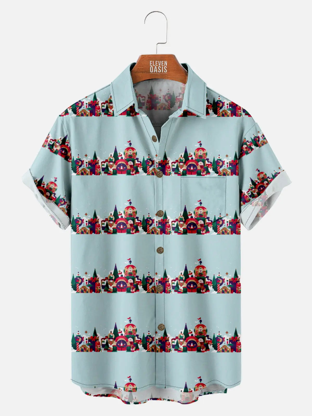 Men's Striped Pattern Christmas Decorations Short Sleeve ShirtMens short sleeve shirts Big and tall Mens shirts Short sleeve shirts for men Mens 4xl shirts Casual short sleeve shirts