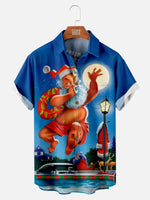 Men's Christmas Santa Taking a Break and having a Swim Short Sleeve Shirt with Chest PocketMens short sleeve shirts Big and tall Mens shirts Short sleeve shirts for men Mens 4xl shirts Casual short sleeve shirts