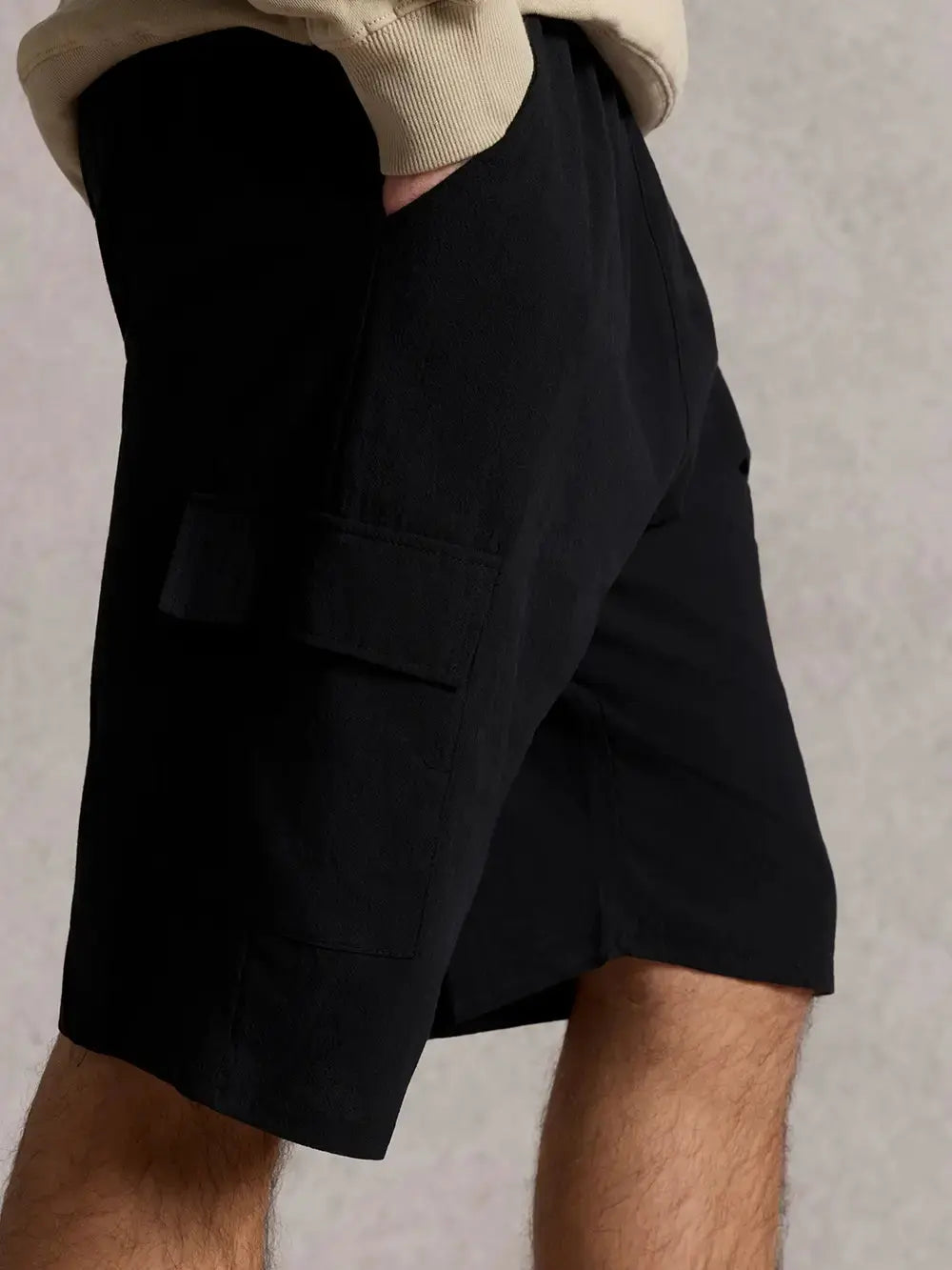 Men's Solid Color Linen Shorts Waist Drawstring Cargo Shorts ElevenOasis