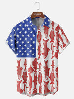 Men's American Flag Fishing Short Sleeve Shirt ElevenOasis