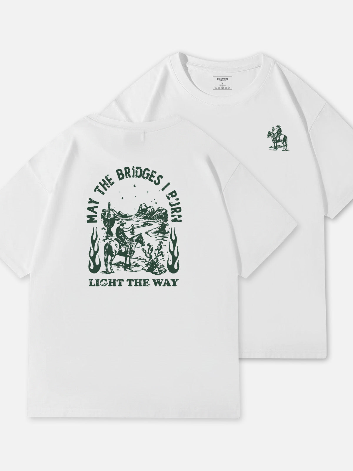 Western Rider Burn Light the Way Cotton T-Shirt Eleven Oasis
