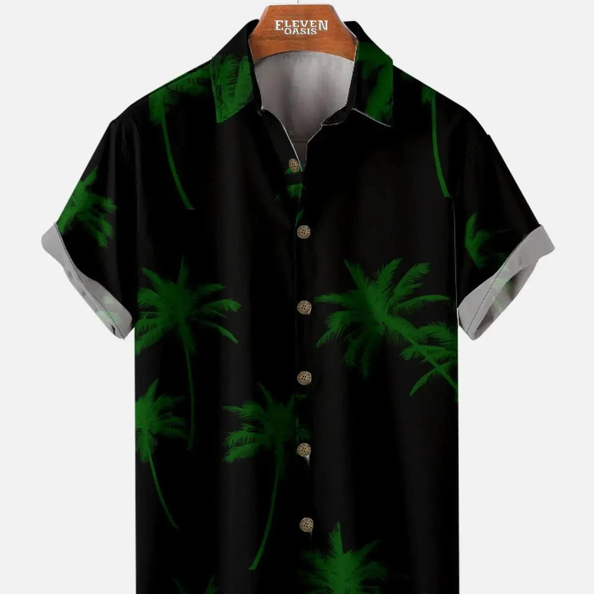 Men's Coconut Tree Pattern Basic Short Sleeve Shirt ElevenOasis
