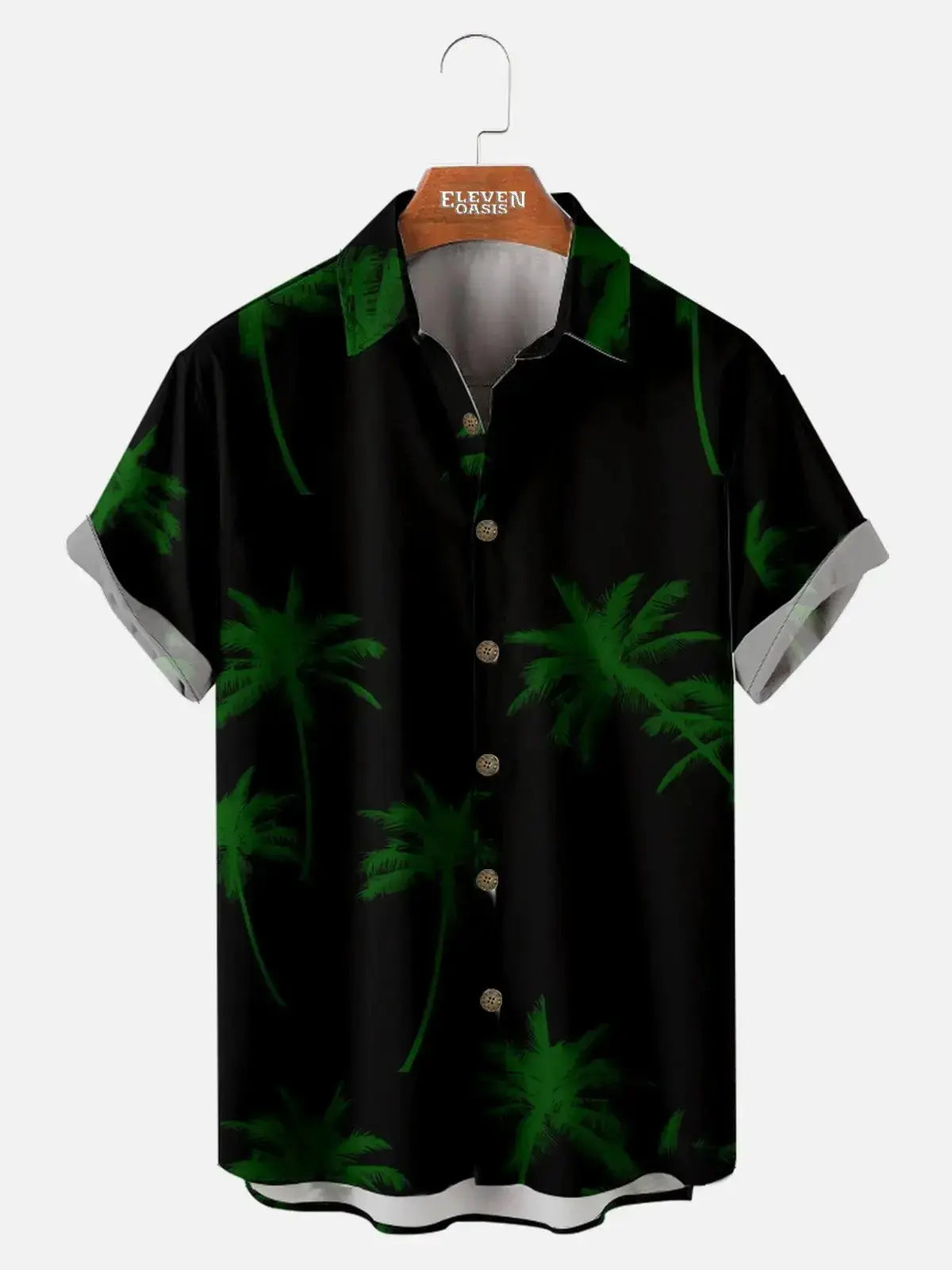 Men's Coconut Tree Pattern Basic Short Sleeve Shirt ElevenOasis