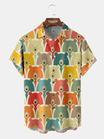 Men's Bear Face Collage Short Sleeve Shirt ElevenOasis