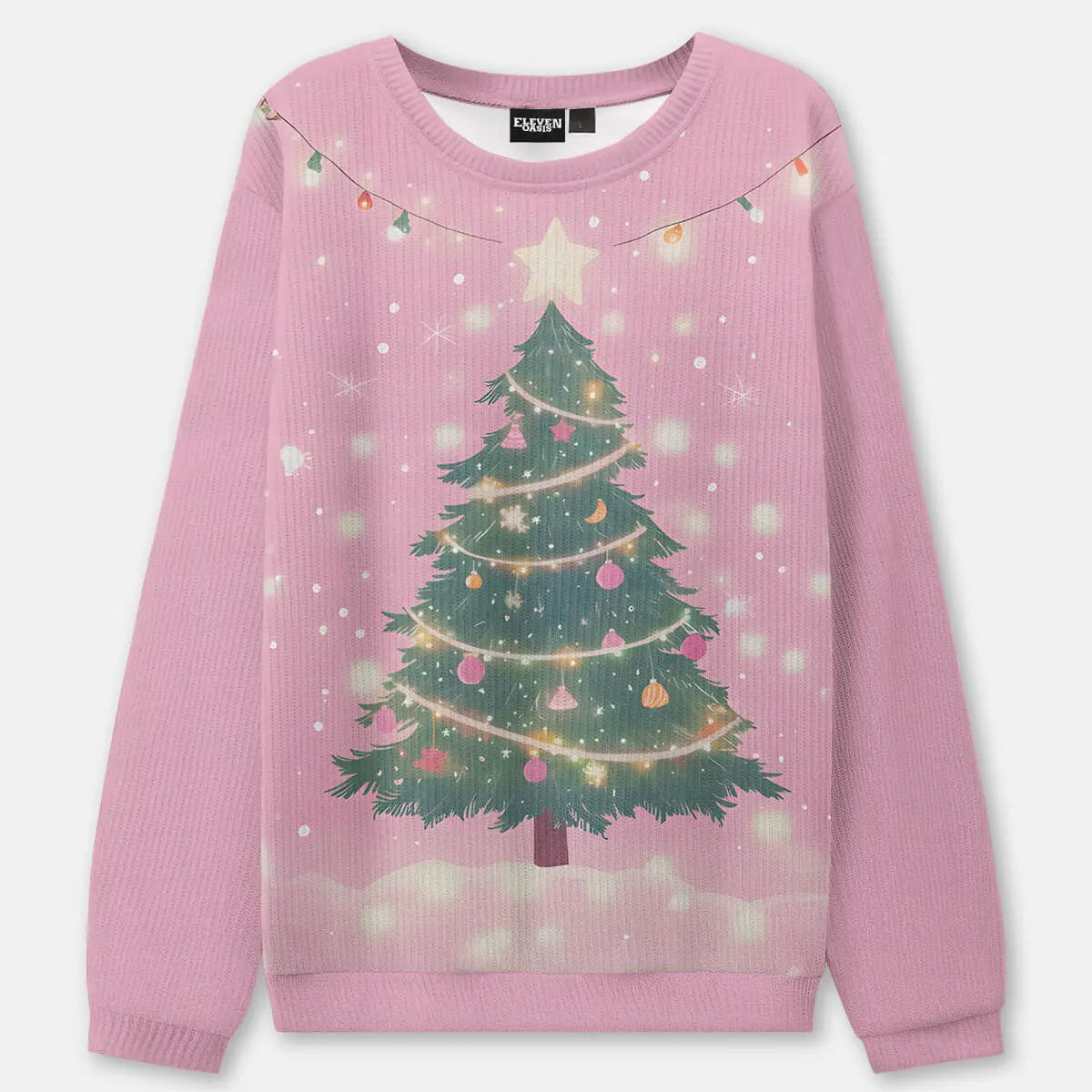 Pink Christmas Tree Sweatshirt ElevenOasis