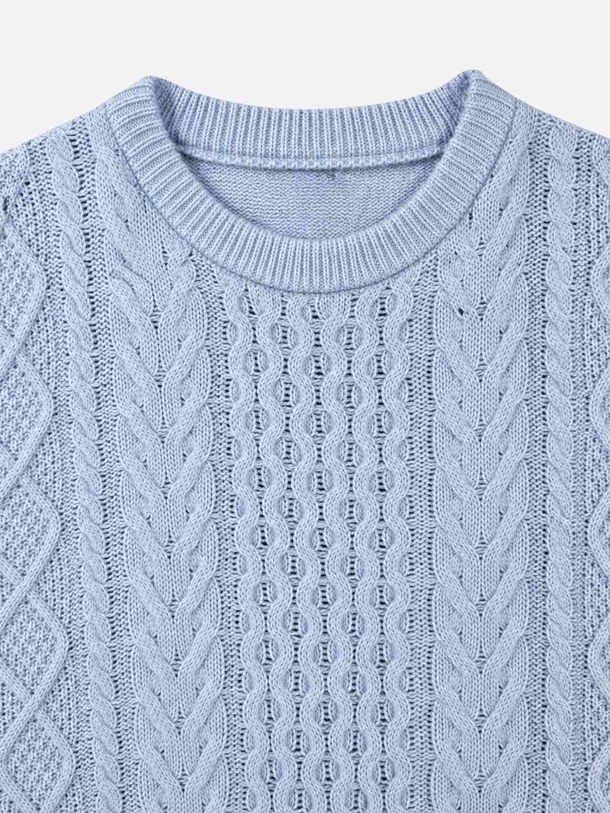 Men's Cable Knit Slim Fit Crew Neck Sweater Eleven Oasis