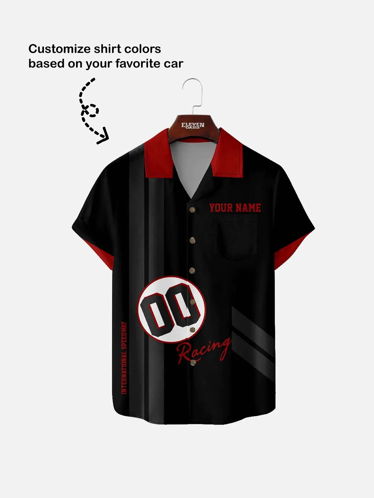 Tall Men's Custom Racing Stripes & Number Short Sleeve Shirt Eleven Oasis