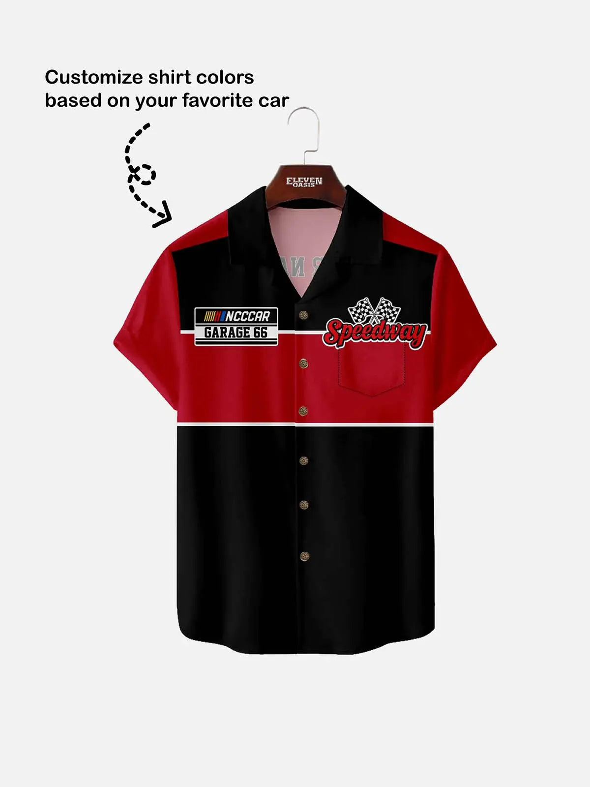 Men's Custom Garage 66 Racing Panel Design Short Sleeve Shirt Eleven Oasis
