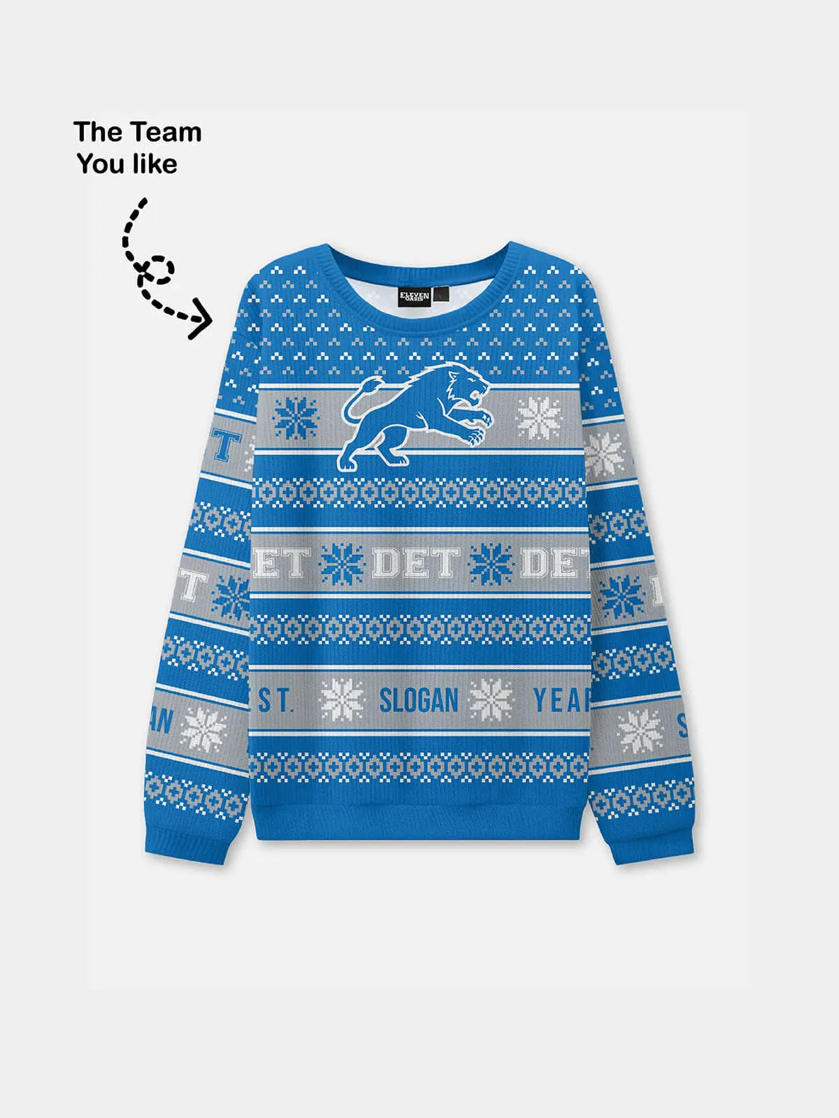 Custom Detroit Logo Football Sweatshirt Eleven Oasis