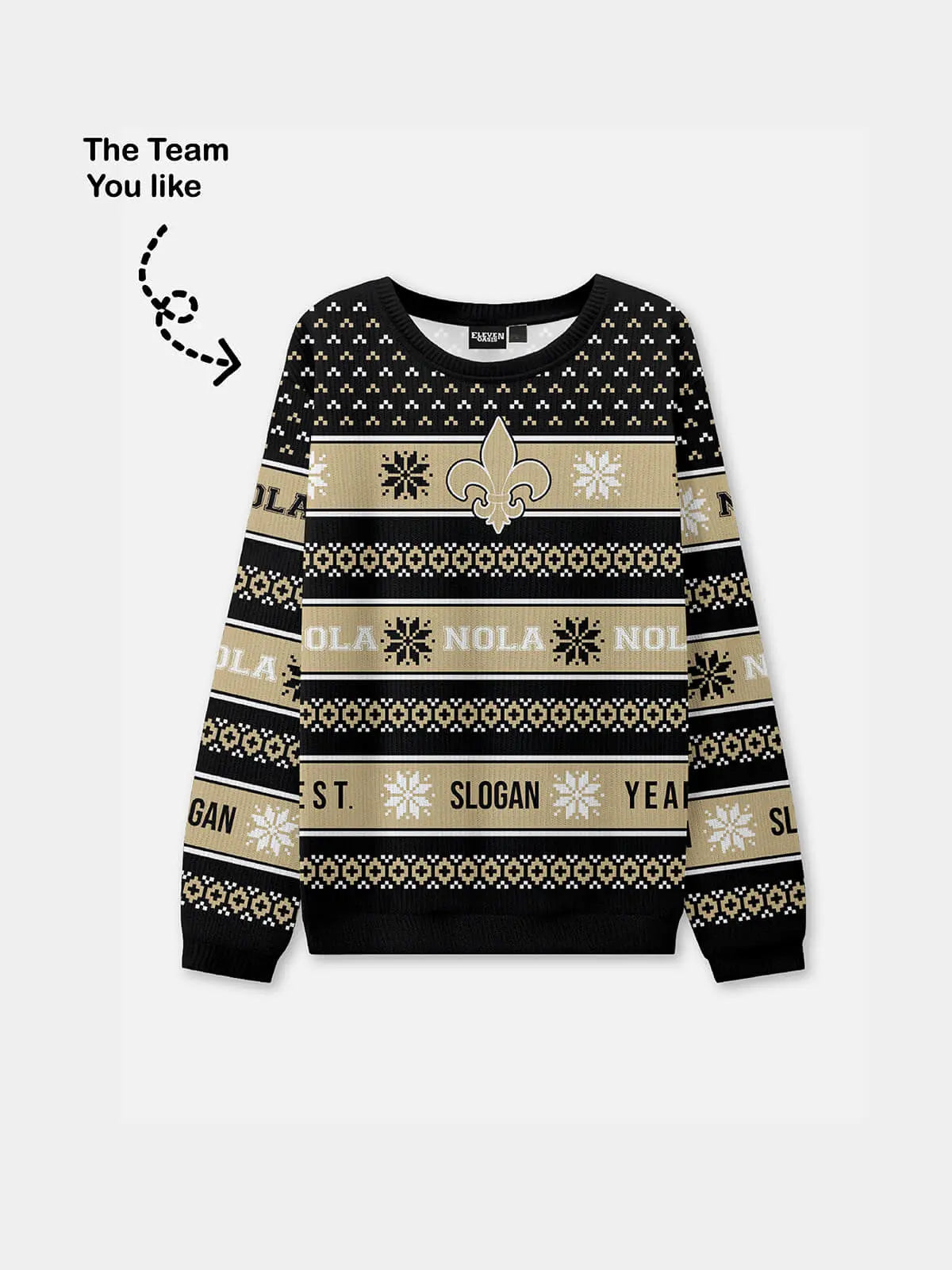 Custom New Orleans Logo Football Sweatshirt Eleven Oasis