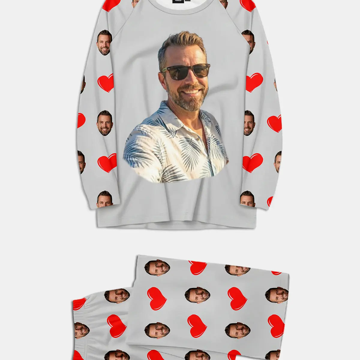 Custom Face & Hearts Print Pajama Set Eleven Oasis