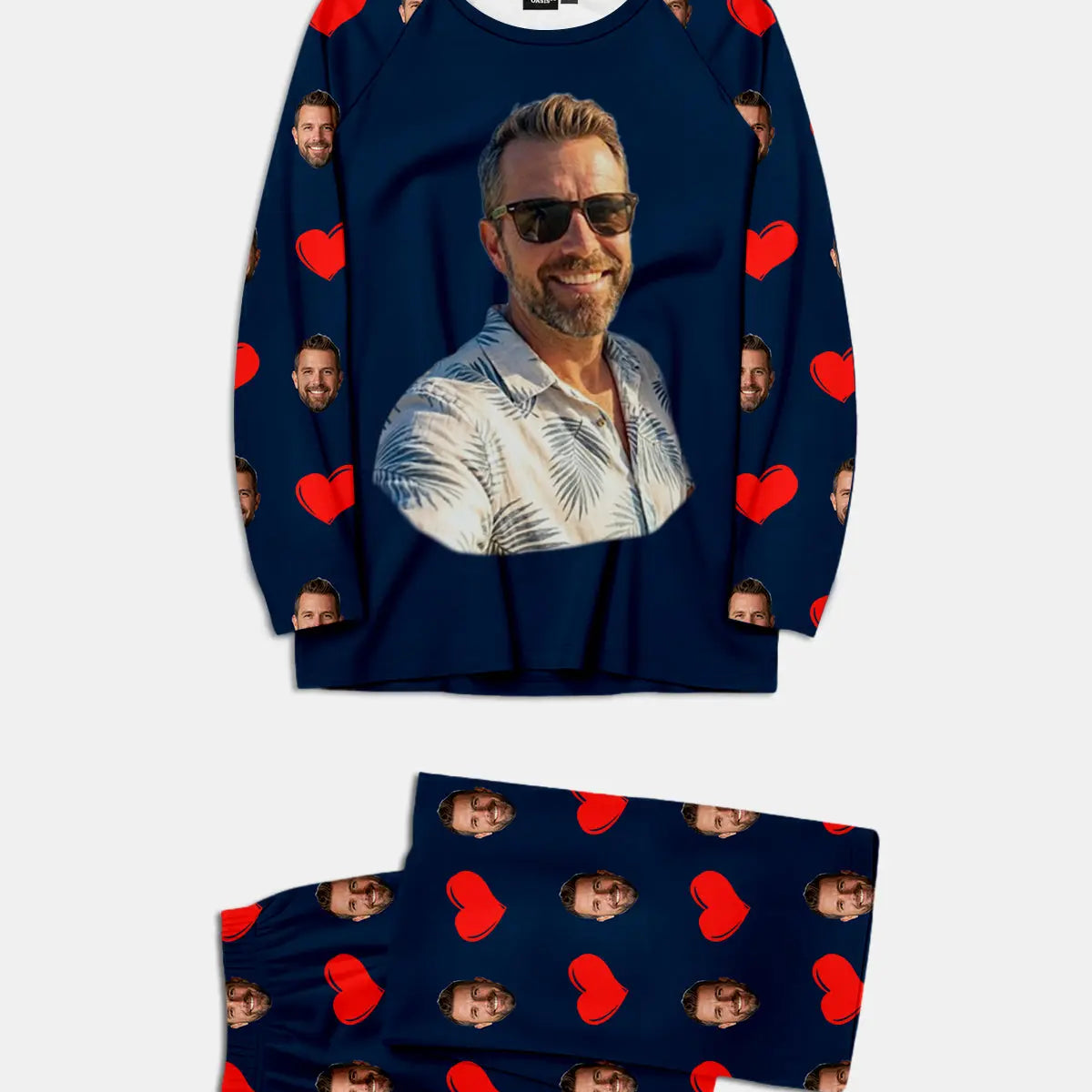 Custom Face & Hearts Print Pajama Set Eleven Oasis