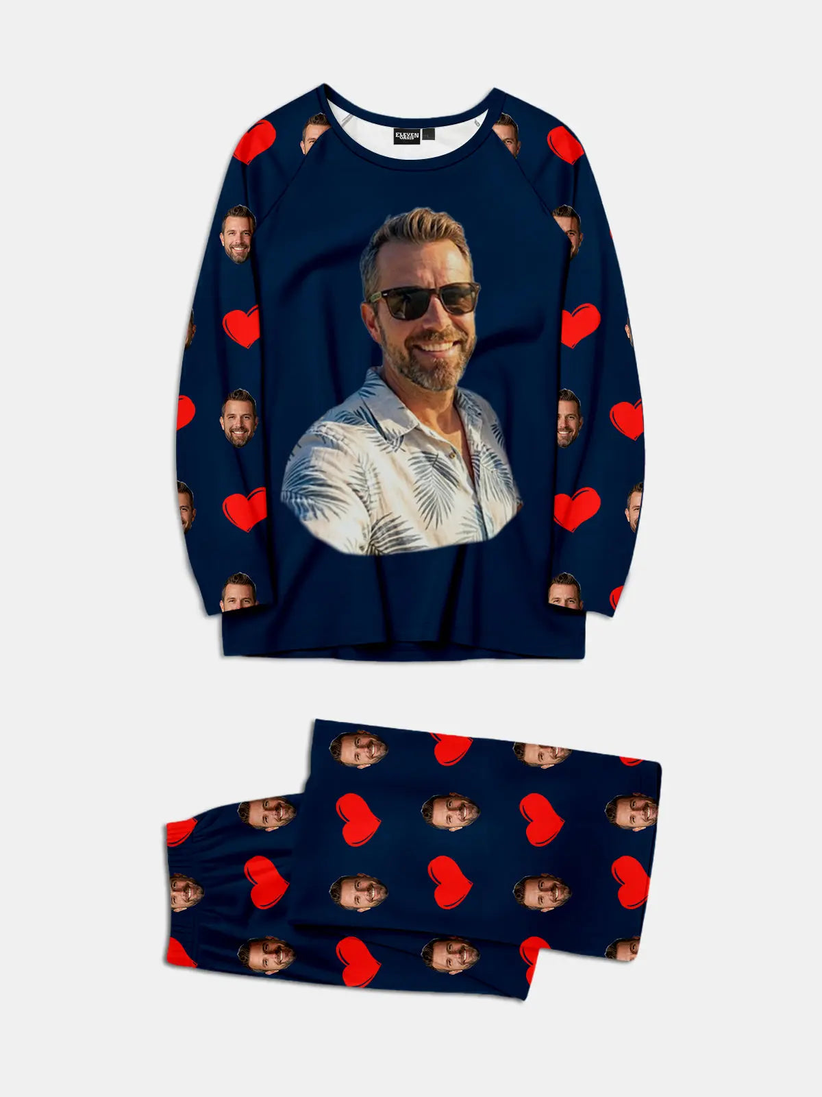 Custom Face & Hearts Print Pajama Set Eleven Oasis