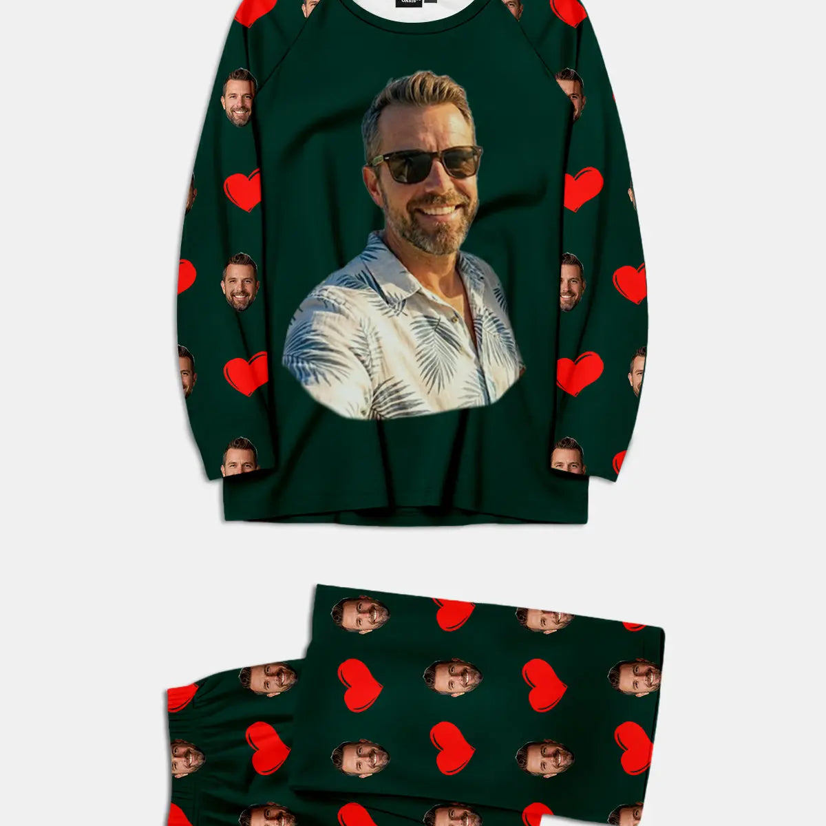 Custom Face & Hearts Print Pajama Set Eleven Oasis