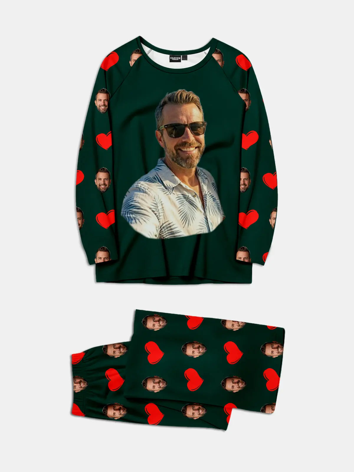 Custom Face & Hearts Print Pajama Set Eleven Oasis