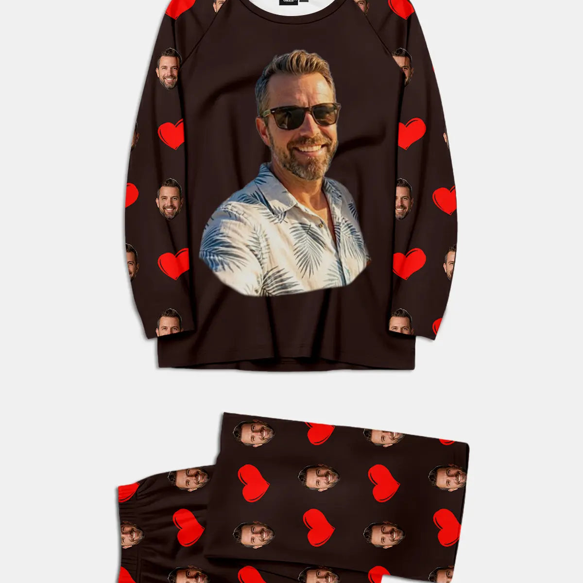 Custom Face & Hearts Print Pajama Set Eleven Oasis