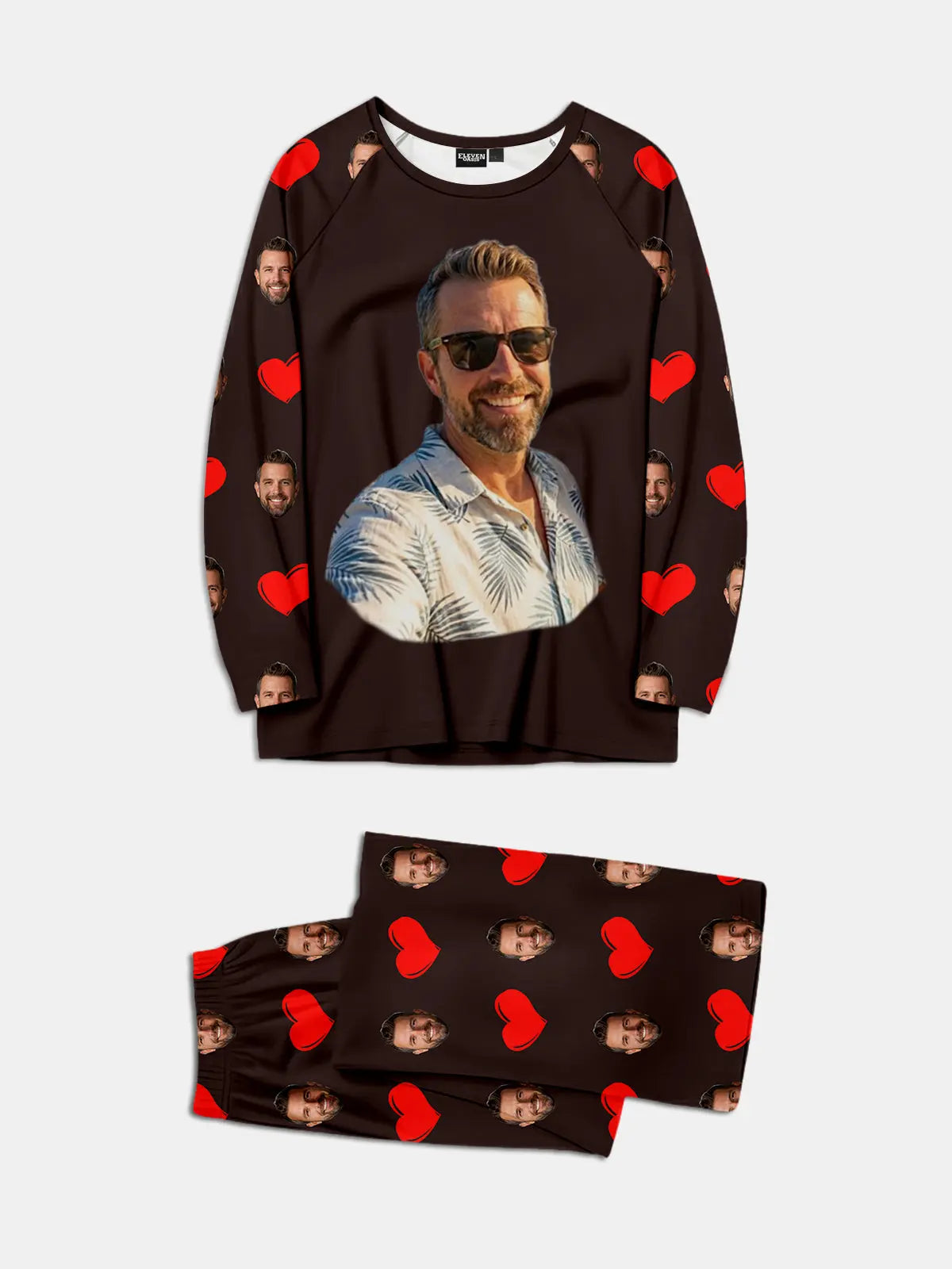 Custom Face & Hearts Print Pajama Set Eleven Oasis