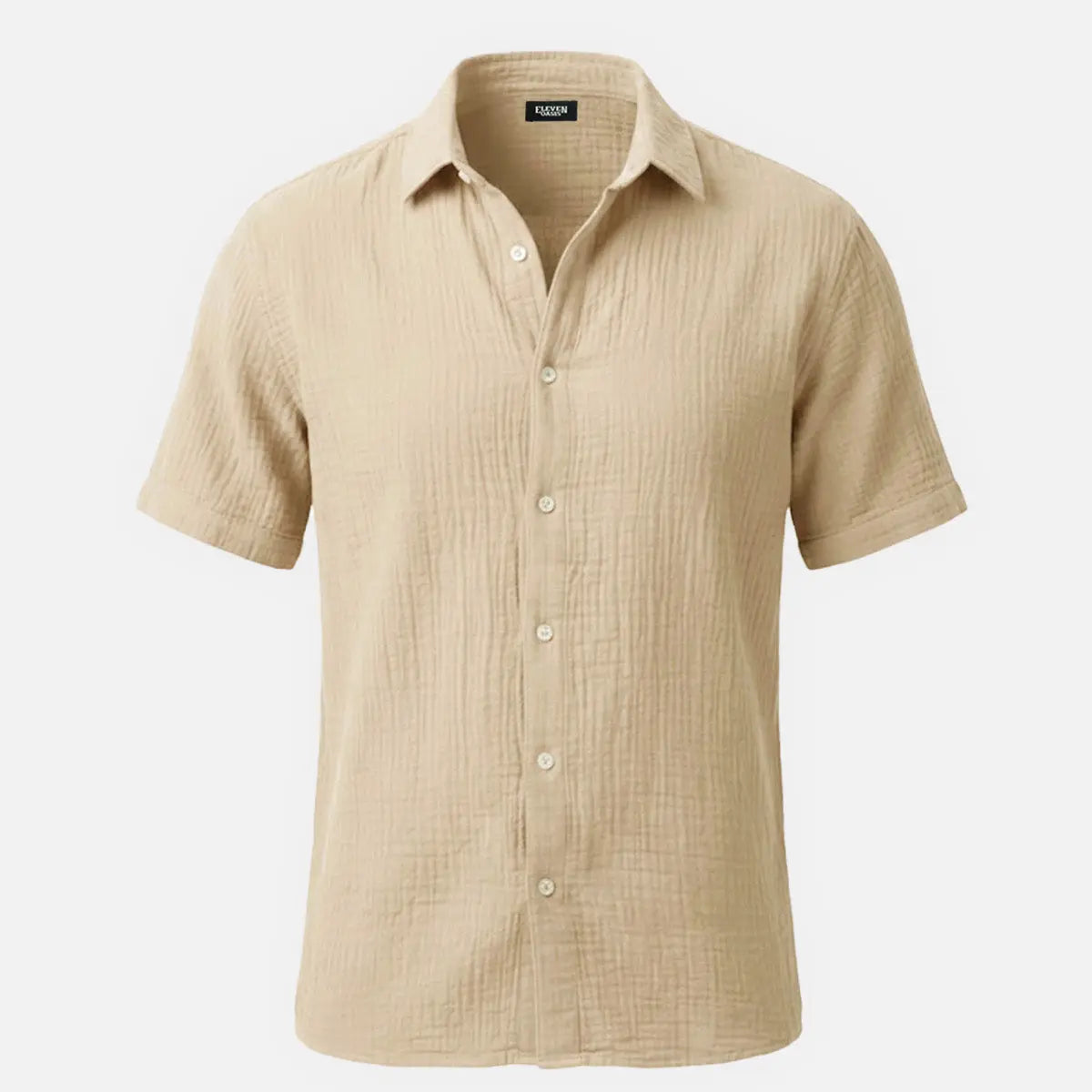 Men's Classic Cotton Crinkled Texture Short Sleeve Shirt ElevenOasis