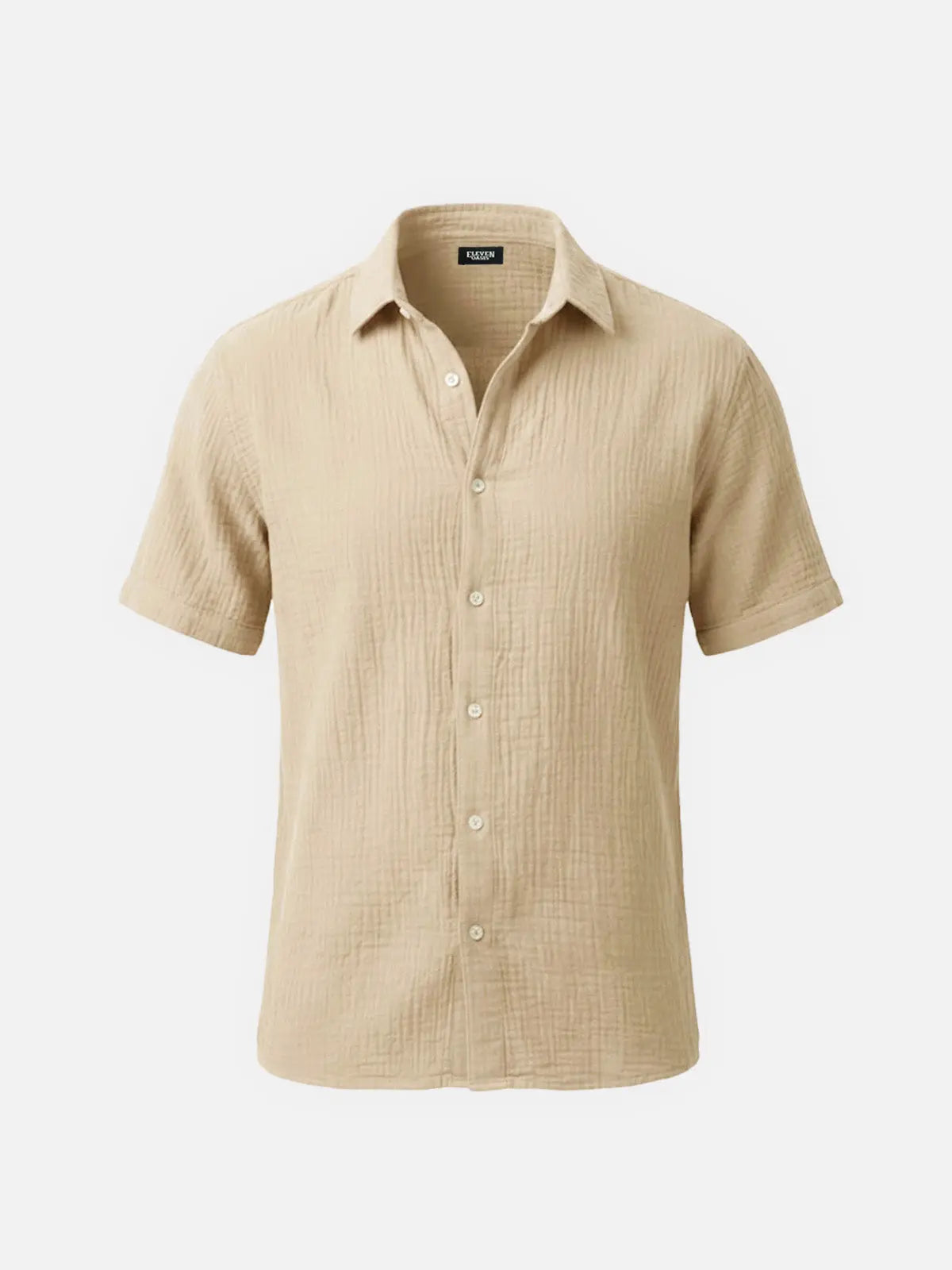 Men's Classic Cotton Crinkled Texture Short Sleeve Shirt ElevenOasis