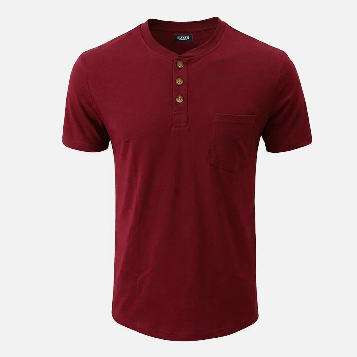 Men's Classic Henley Chest Pocket Short Sleeve Shirt ElevenOasis