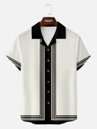 Men's Classic Vertical Stripe Bowling Short Sleeve Shirt
