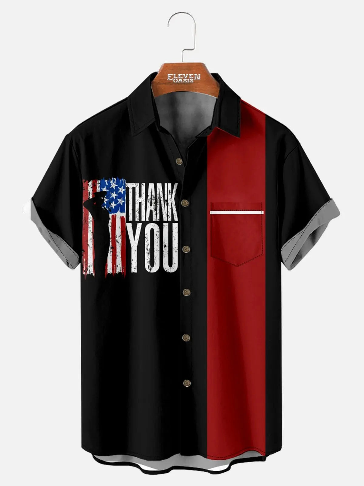 Men's Independence Day Print Casual Breathable Short Sleeve Shirt American Flag Novelty ElevenOasis