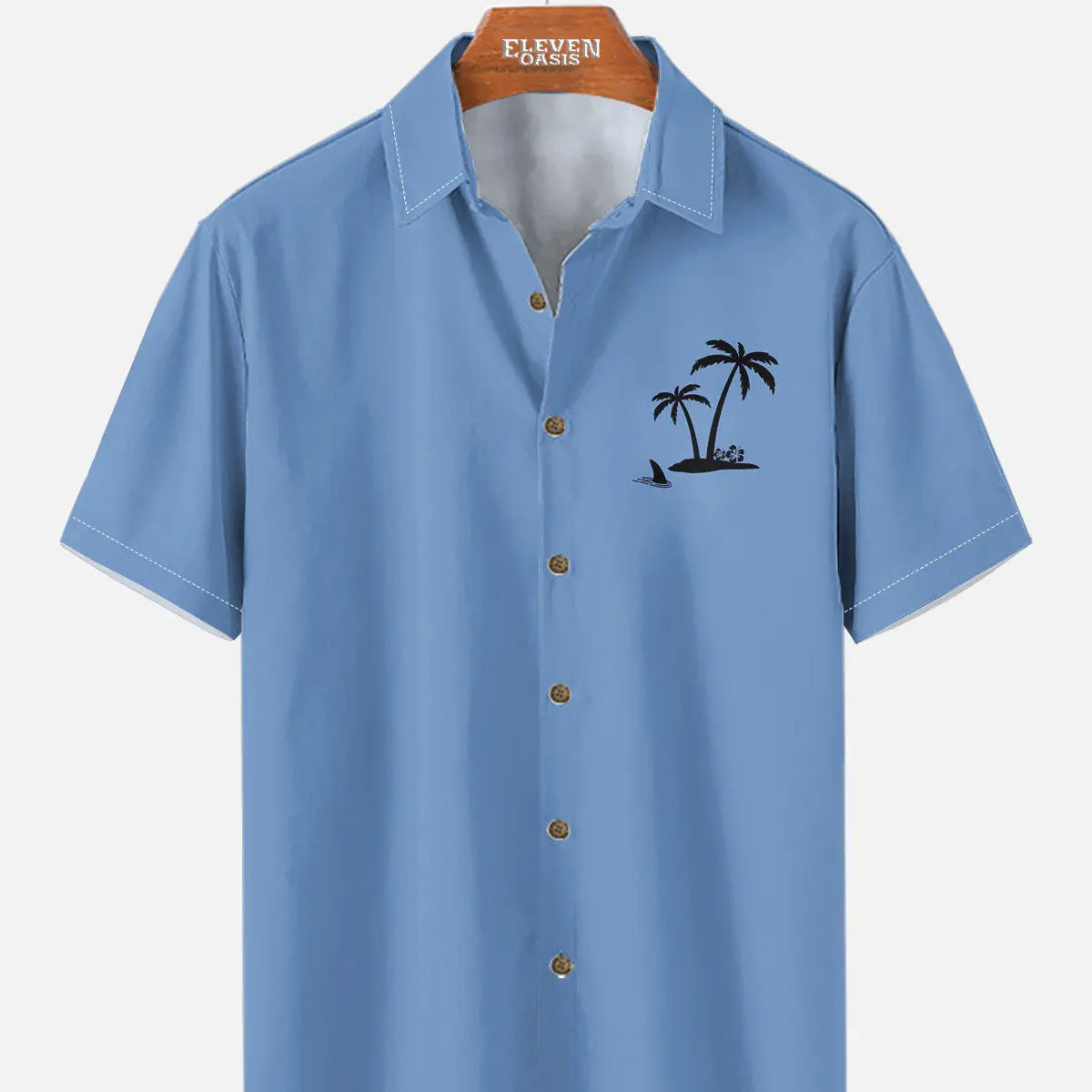 Men's Hawaiian Coconut Tree Oasis Short Sleeve Shirt ElevenOasis