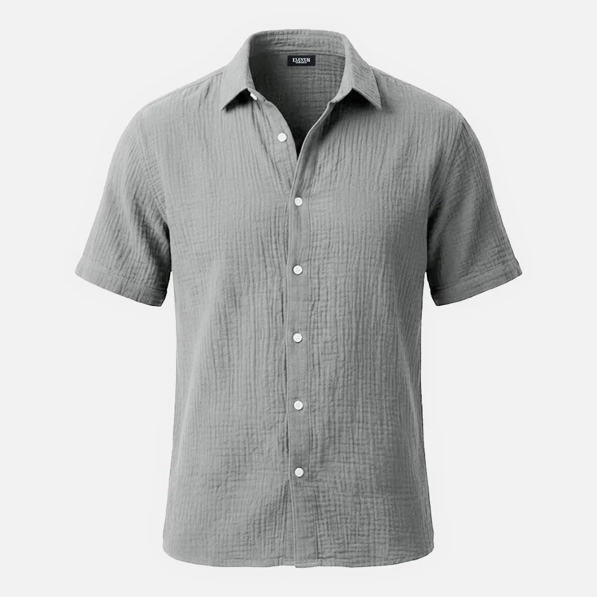 Men's Classic Cotton Crinkled Texture Short Sleeve Shirt ElevenOasis