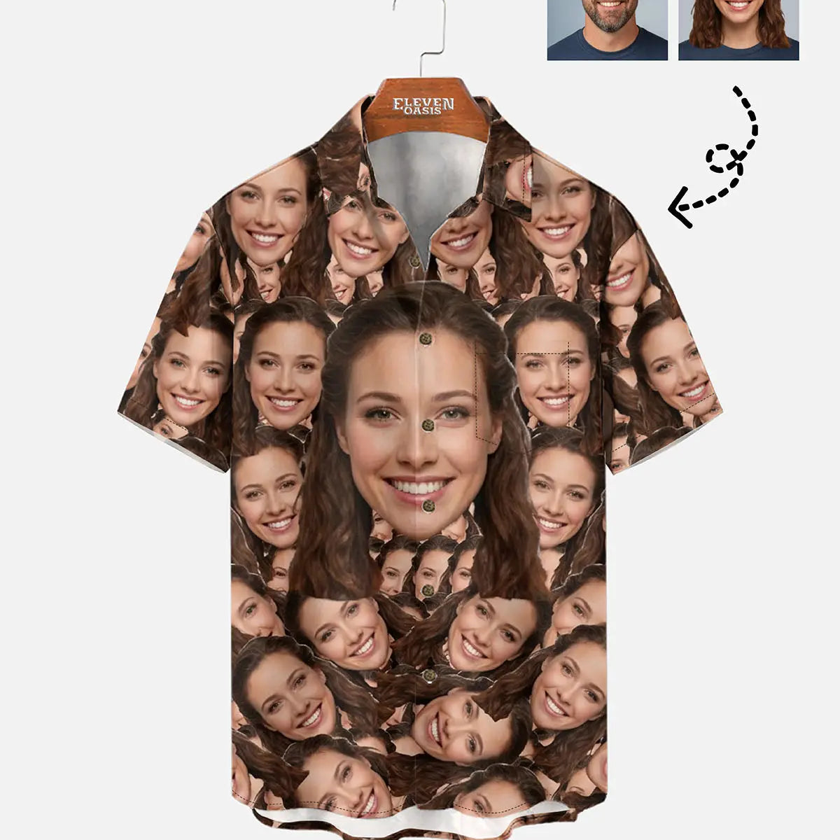 Men's Custom Face Print Short Sleeve Shirt ElevenOasis