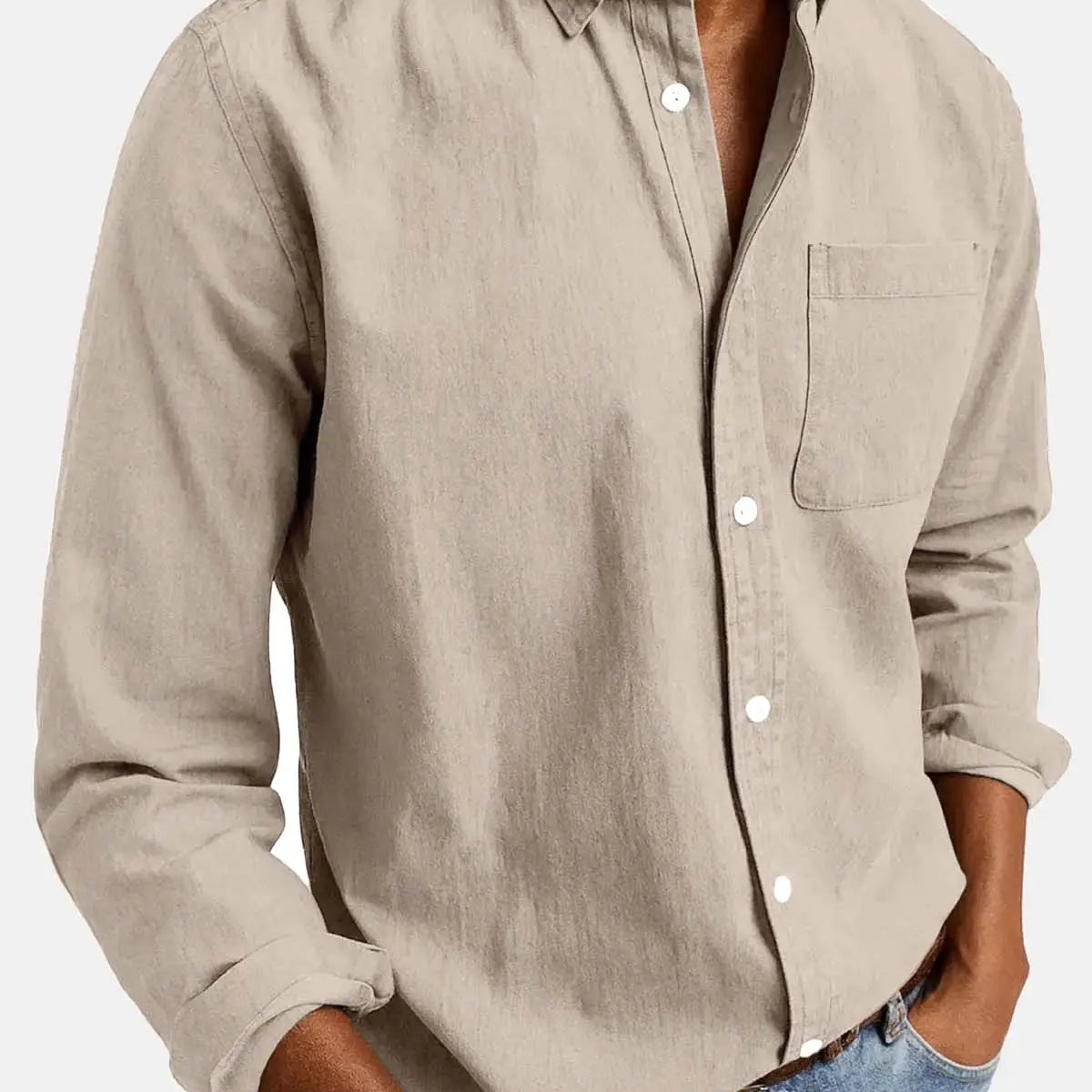 Men's Acid Washed Cotton Long Sleeve Shirt ElevenOasis