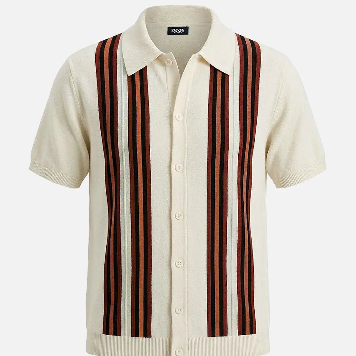 Men's Retro Multi-Stripe Short Sleeve Knit Shirt Eleven Oasis