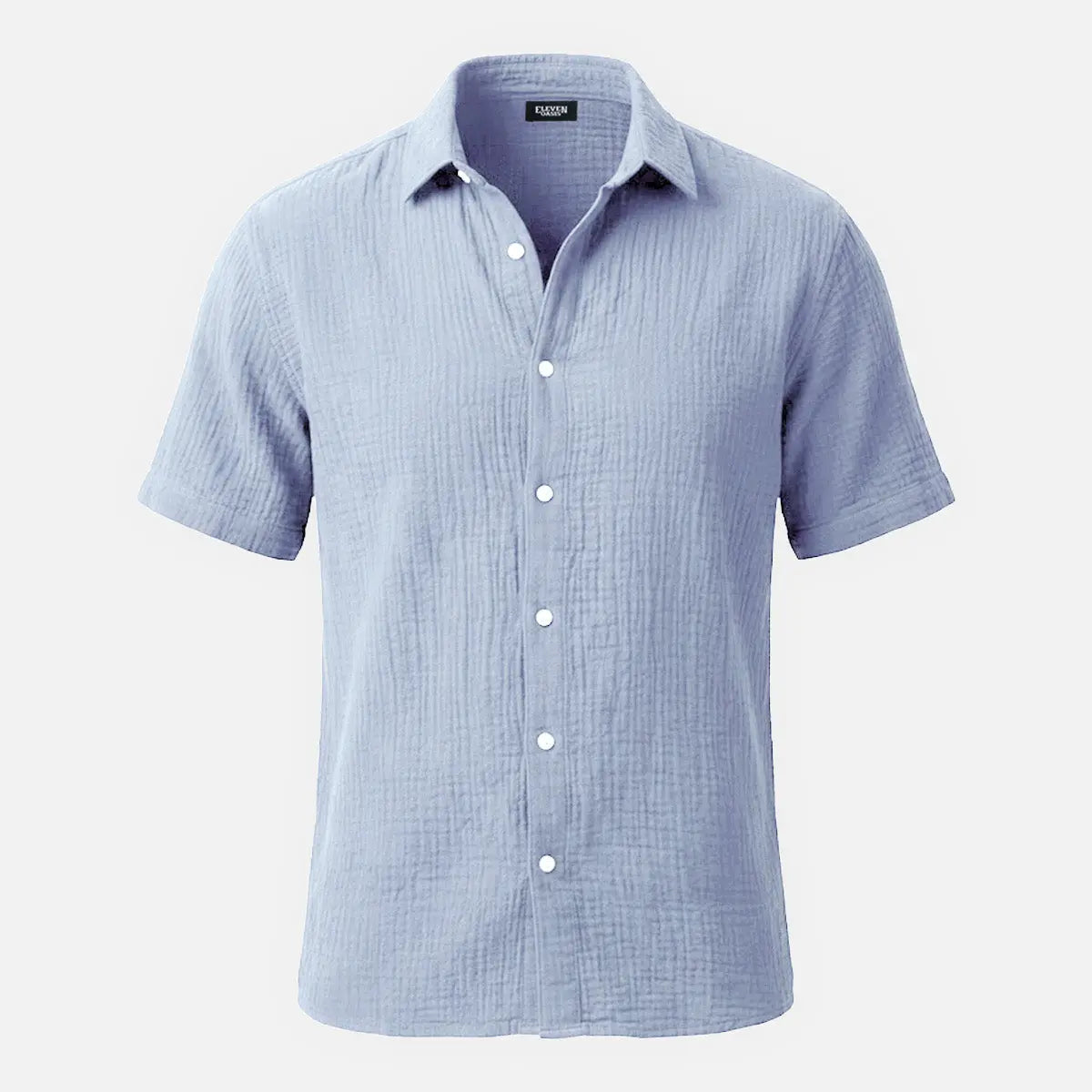 Men's Classic Cotton Crinkled Texture Short Sleeve Shirt ElevenOasis
