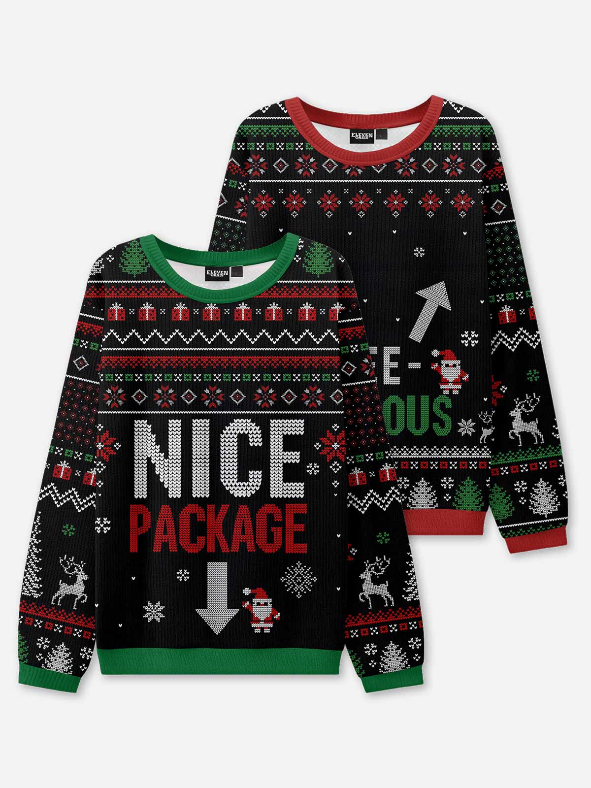 Nice Package & Tree-Mendous Couples Ugly Christmas Sweaters