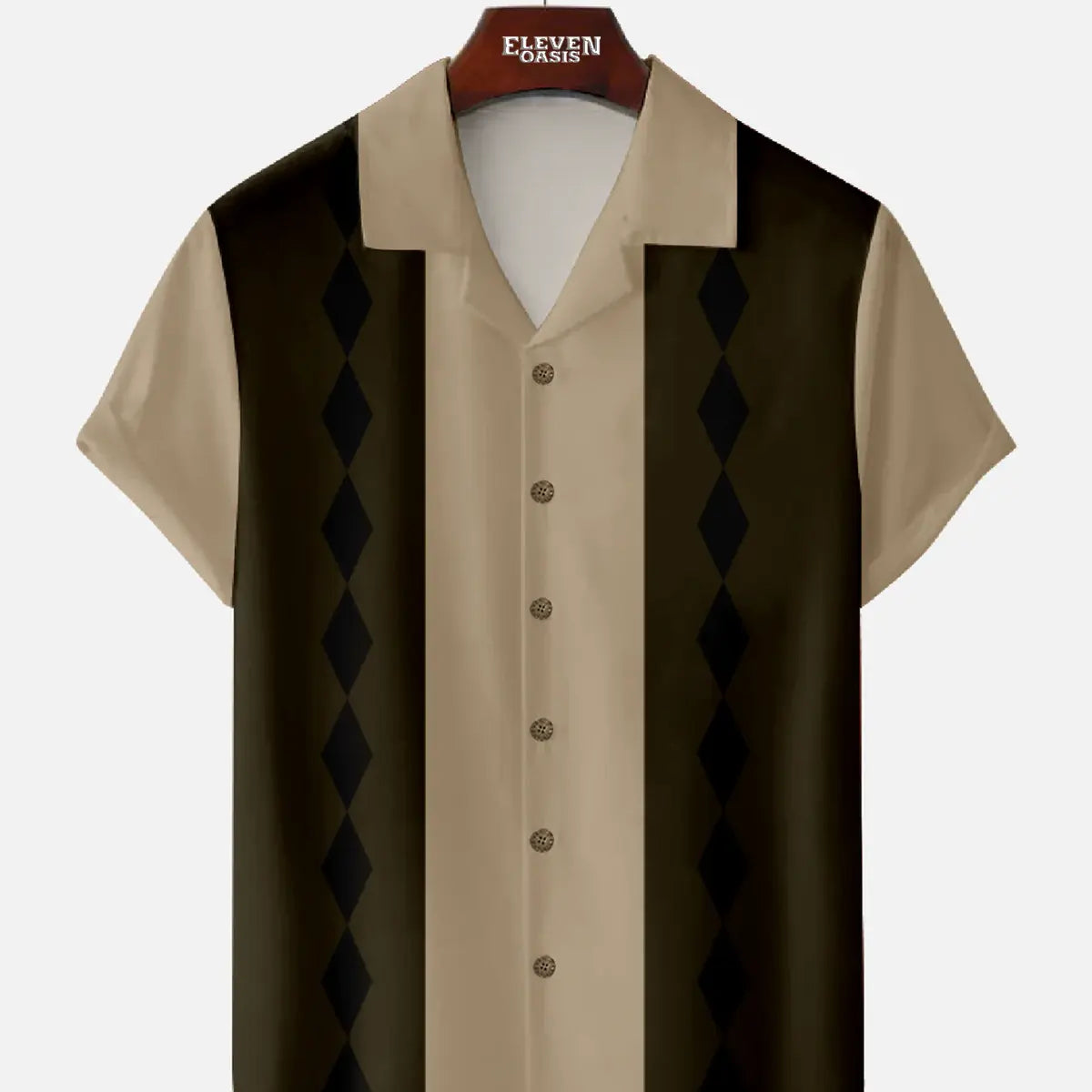 Men's Retro Color Block Panel Short Sleeve Shirt Eleven Oasis
