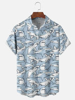 Men's Sharks All Over Print Short Sleeve Casual ShirtMens short sleeve shirts Big and tall Mens shirts Short sleeve shirts for men Mens 4xl shirts Casual short sleeve shirts