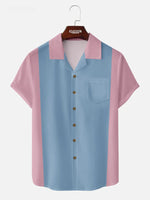 Men's Colorblock Panel Bowling Short Sleeve Shirt Eleven Oasis