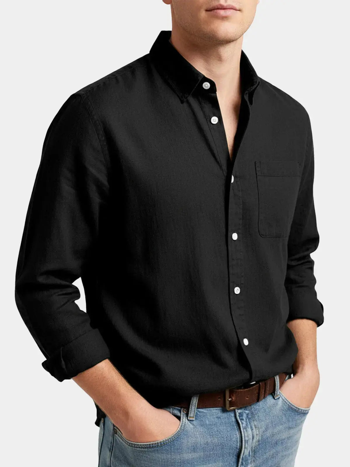 Men's Acid Washed Cotton Long Sleeve Shirt ElevenOasis
