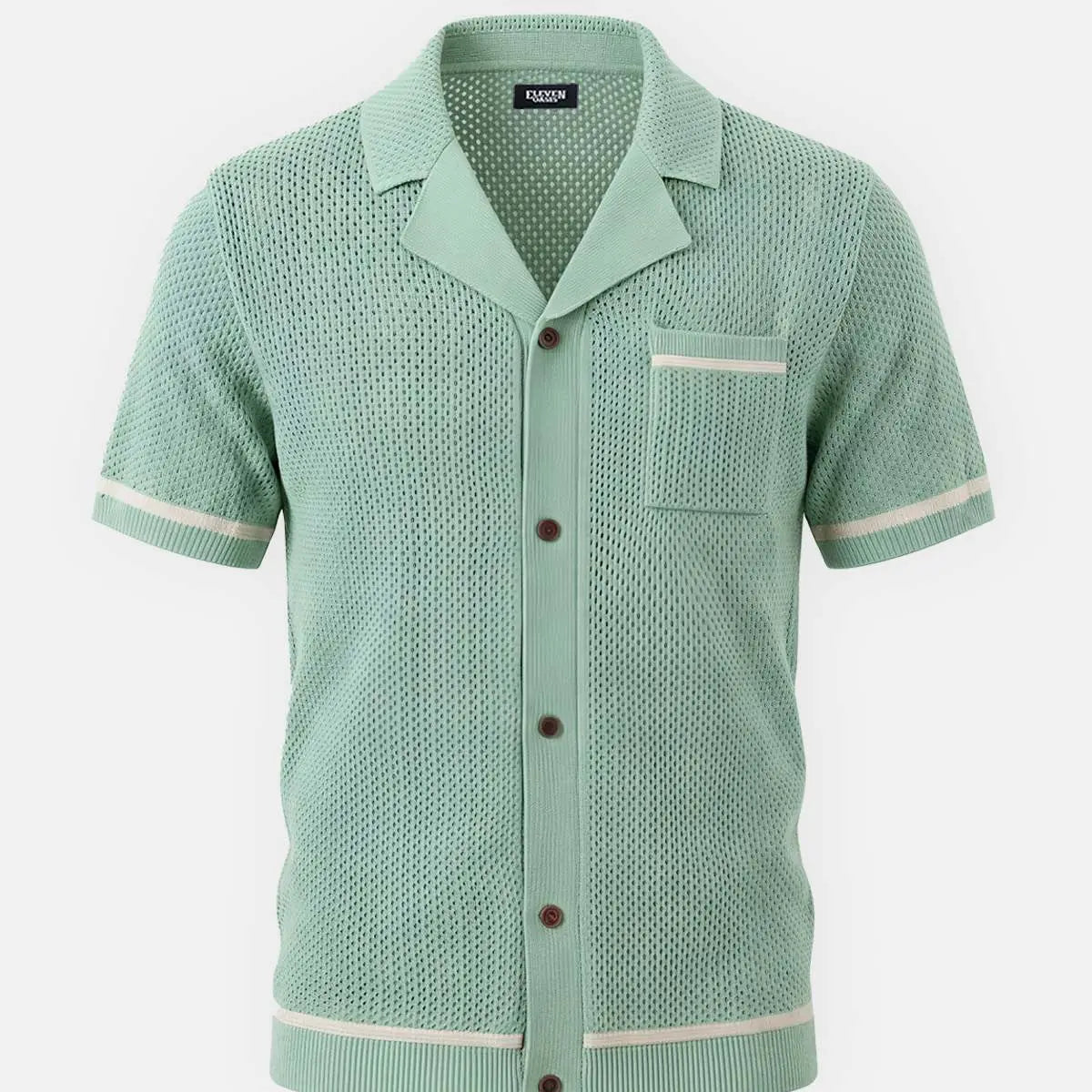 Men's Open Knit Resort Short Sleeve Shirt Eleven Oasis